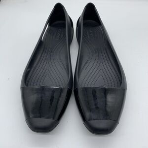 Crocs Shoes Womens Size 11 Black Slingback Cap Toe Comfort Ballet Flats